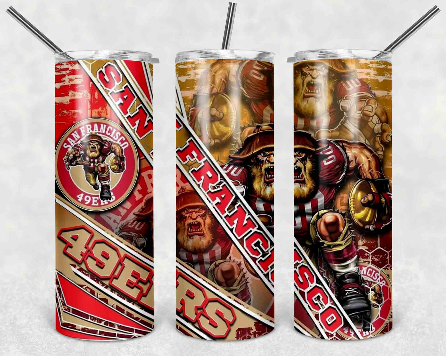 NFL Team Stainless Steel Tumblers with Straw l Football Fan Drinkware l Game Day Gift for Him or Her