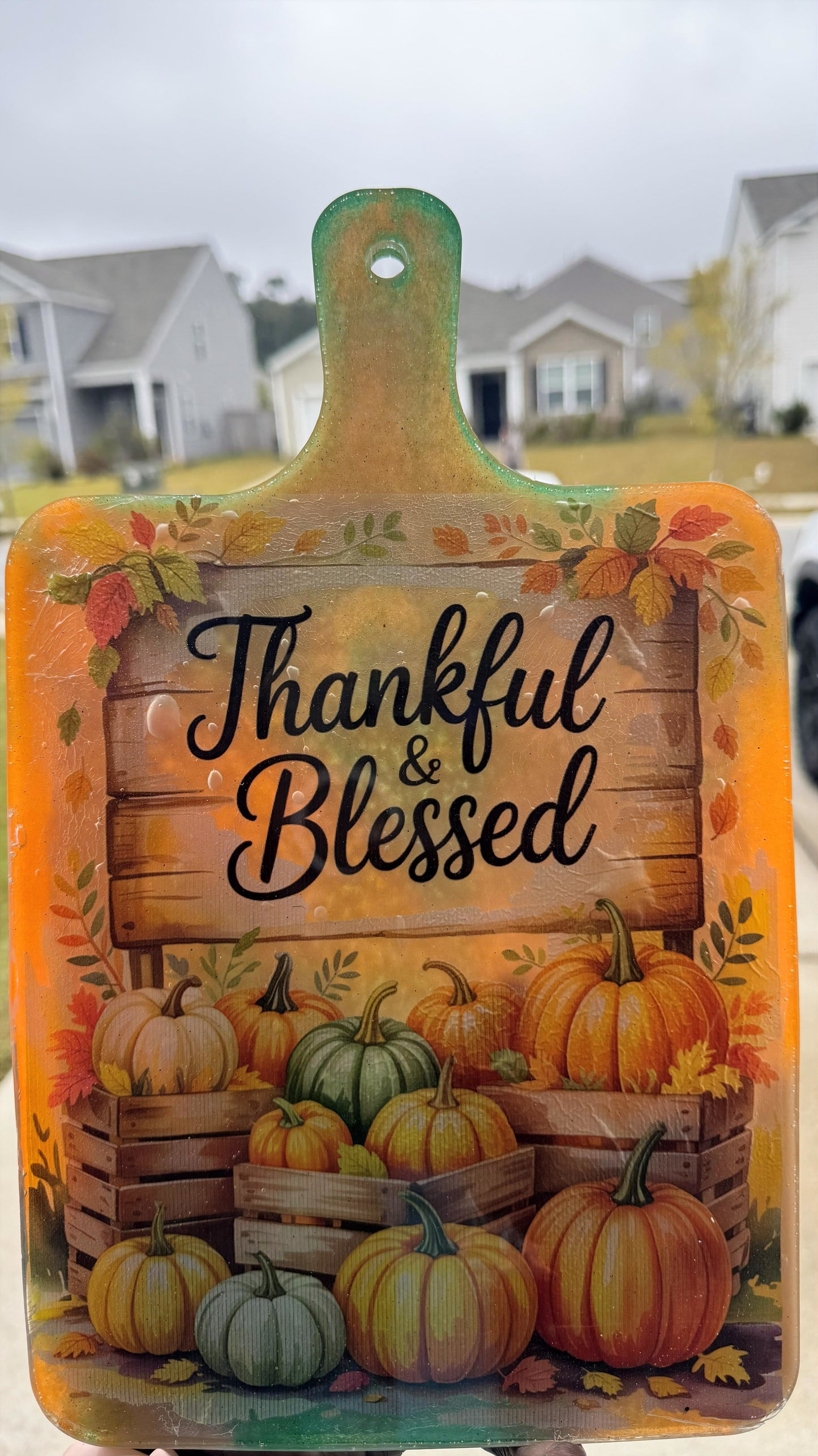 Thankful & Blessed Decorative Cutting Board – 13" x 8" | Fall Kitchen Décor