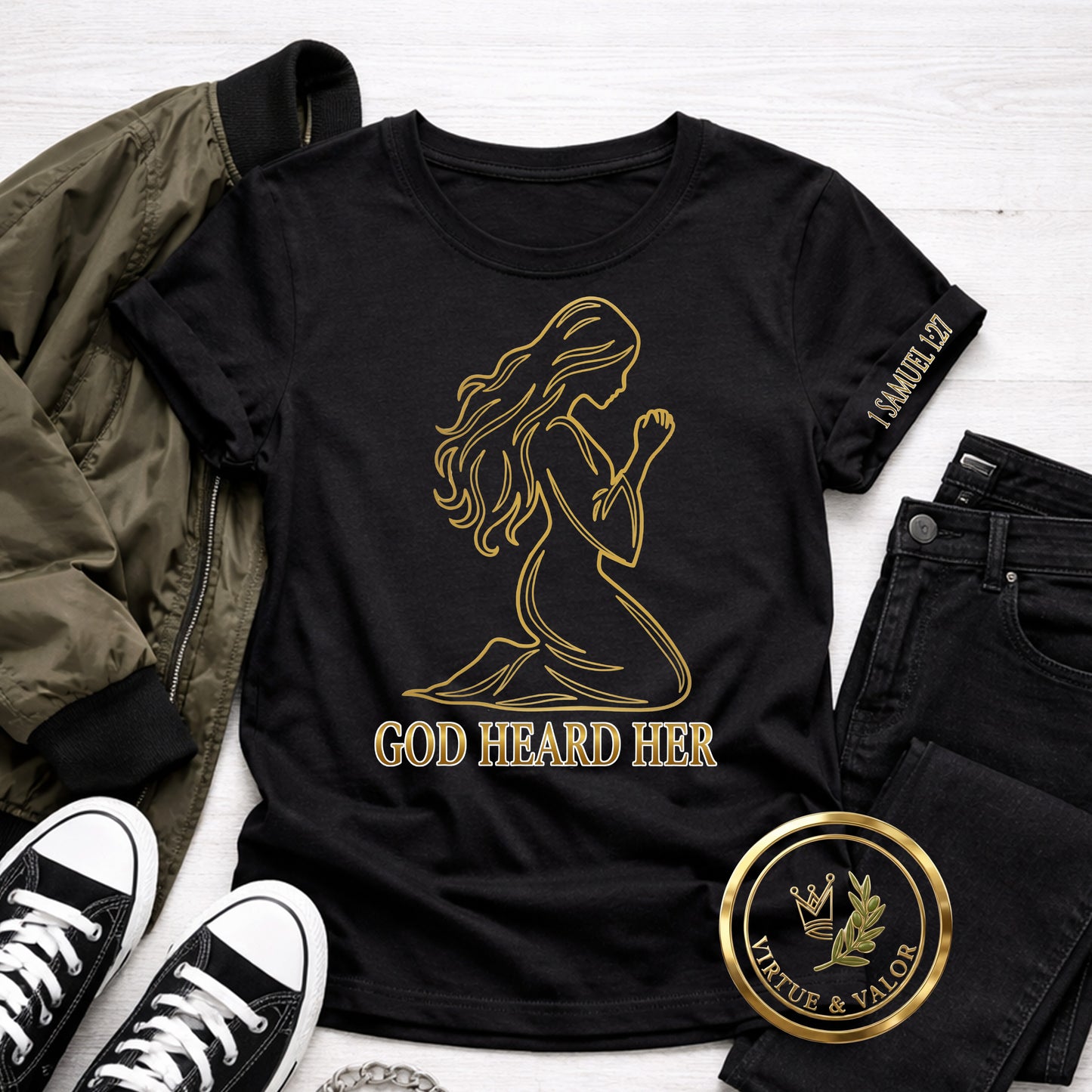 God Heard Her (front print) | 1 Samuel 1 Christian Faith | Virtue & Valor Biblical Women Collection