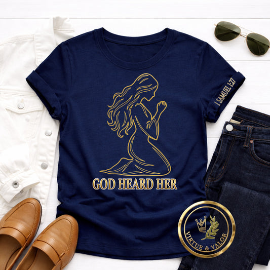 God Heard Her (front print) | 1 Samuel 1 Christian Faith | Virtue & Valor Biblical Women Collection