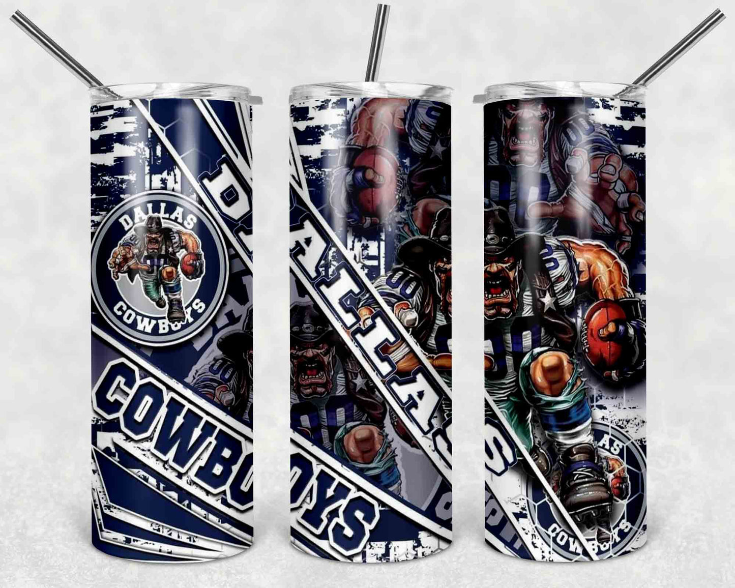 NFL Team Stainless Steel Tumblers with Straw l Football Fan Drinkware l Game Day Gift for Him or Her