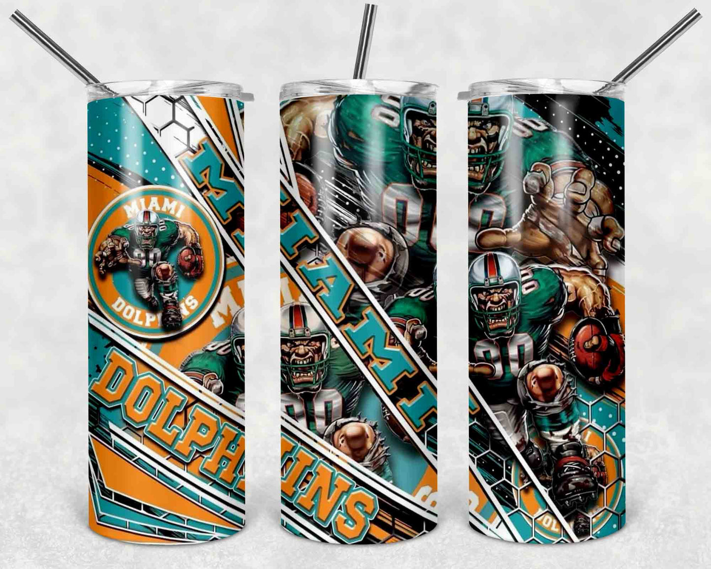 NFL Team Stainless Steel Tumblers with Straw l Football Fan Drinkware l Game Day Gift for Him or Her