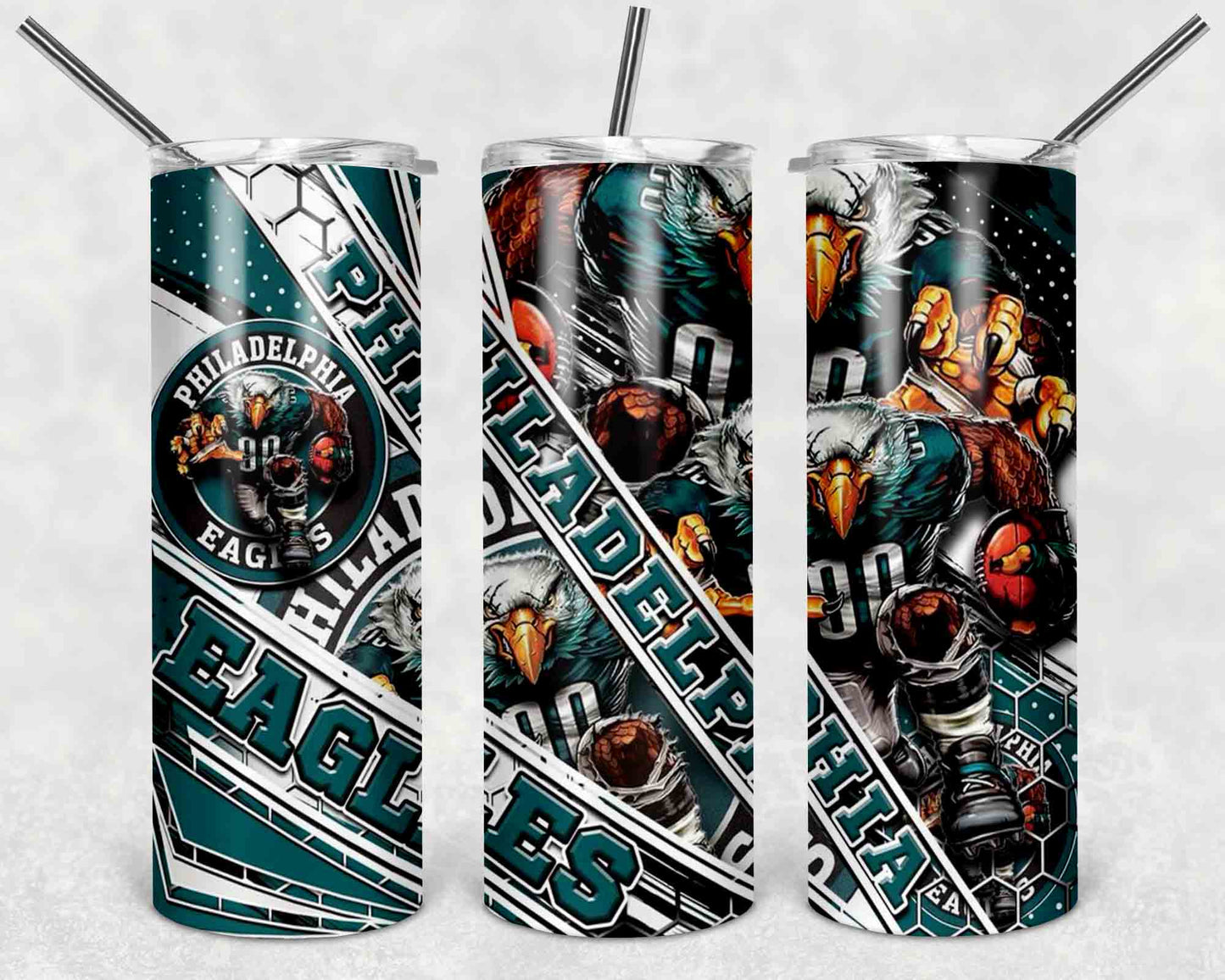 NFL Team Stainless Steel Tumblers with Straw l Football Fan Drinkware l Game Day Gift for Him or Her