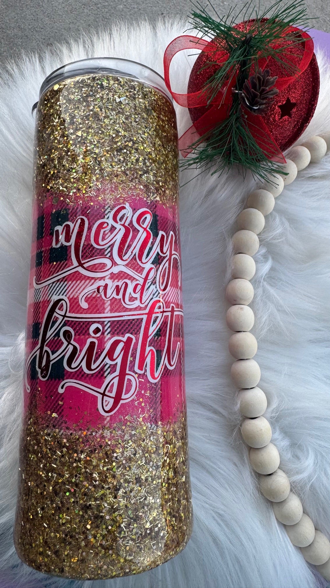 🎄 Merry & Bright Glitter Tumbler ✨