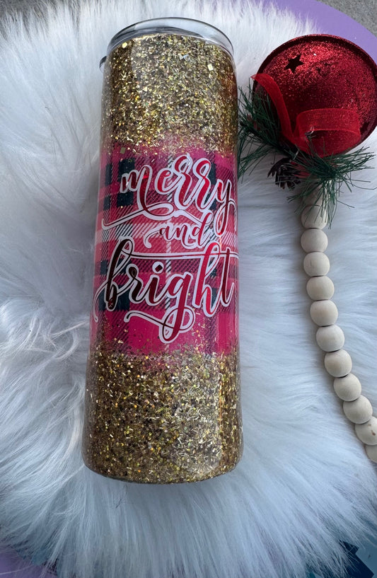 🎄 Merry & Bright Glitter Tumbler ✨